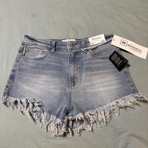 RE generation Celebrity-pink JR denim High-Rise Blue Shorts w/frayed Size 9 NWT